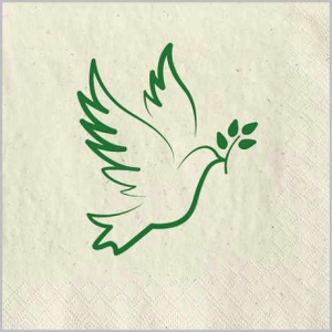 Nachhaltige Gras-Servietten Peace Friedenstaube   33 x 33 cm